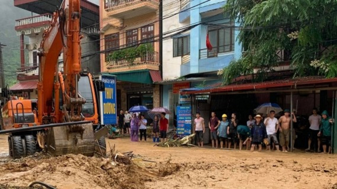 Mưa lớn ở Cao Bằng khiến bùn đất tràn ngập tại thị trấn Bảo Lạc, huyện Bảo Lạc tháng 6/2020. Ảnh: C.H.