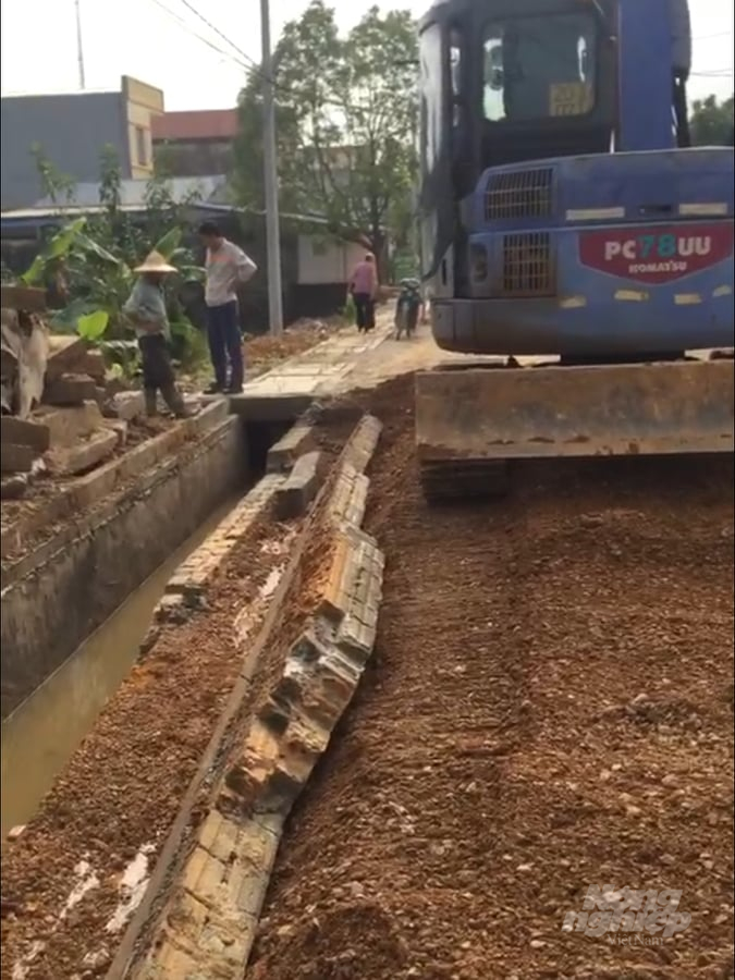 Đoạn mương bị đổ sập thuộc xóm Đình, xã Cát Nê, huyện Đại Từ, Thái Nguyên. Ảnh: TL.