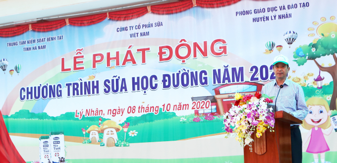 Ông Nguyễn Thanh Dương, Giám đốc Trung tâm Kiểm soát Bệnh tật tỉnh Hà chia sẻ tại lễ phát động. Ảnh: Dũng Thanh.