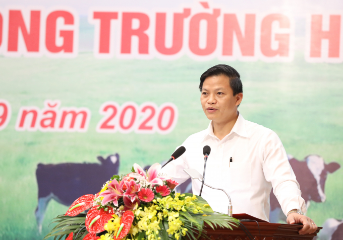 Ông Vương Quốc Tuấn, Ủy viên BTV Tỉnh ủy, Phó Chủ tịch UBND tỉnh Bắc Ninh chia sẻ về công tác triển khai chương trình Sữa học đường tại tỉnh Bắc Ninh từ năm 2013 đến nay. Ảnh: Dũng Thanh.