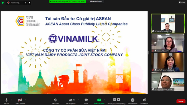 Kết quả của Vinamilk được công bố trong diễn đàn Thường niên 2020 của Viện thành viên hội đồng quản trị Việt Nam (VIOD) được tổ chức theo hình thức trực tuyến. Ảnh: Đỗ Hưng.