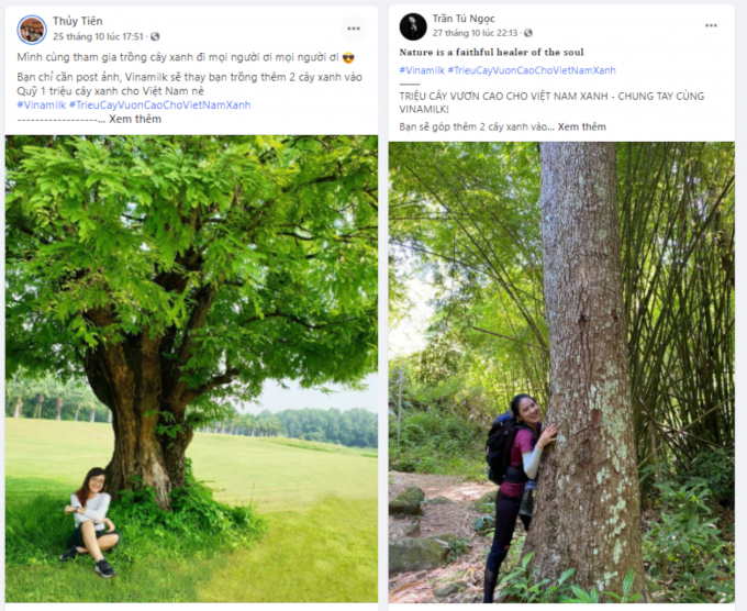 Những cảm xúc tích cực từ trải nghiệm với thiên nhiên, cây xanh được nhân viên Vinamilk chia sẻ với #TrieuCayVuonCaoChoVietNamXanh. Ảnh: Dũng Thanh.