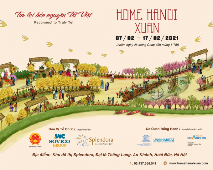 Đường hoa Home Hanoi Xuan 2021 lần đầu tiên xuất hiện tại Khu đô thị Splendora, Hoài Đức, Hà Nội. Ảnh: Đỗ Hưng.