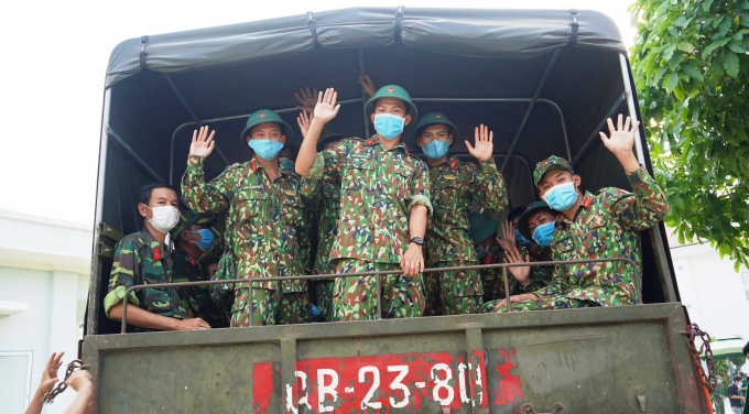 258 chiến sĩ Tây Ninh hăng hái lên đường làm nhiệm vụ phòng chống dịch covid-19. Ảnh: CTV.
