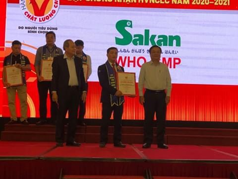 Công ty Sakan Việt Nam lần thứ 4 đón nhận Chứng chỉ Hàng Việt Nam chất lượng cao năm 2020. Ảnh: Sakan.