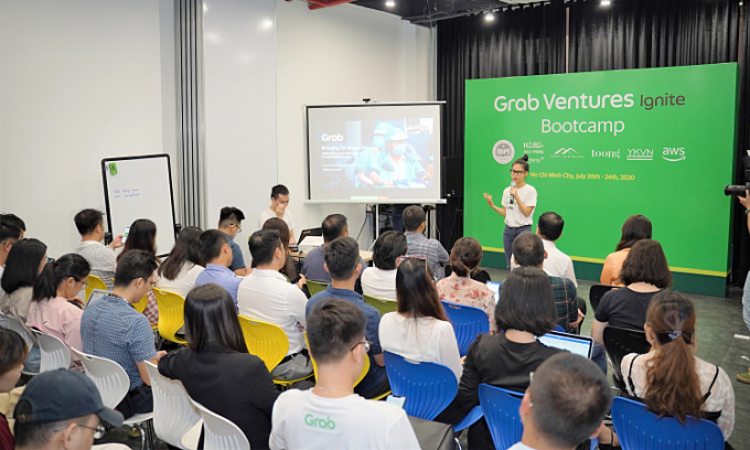 Bà Nguyễn Hải Vân, Giám đốc điều hành Grab Việt Nam chia sẻ tại bootcamp Grab Ventures Ignite từ 20-24/7 tại TP HCM.