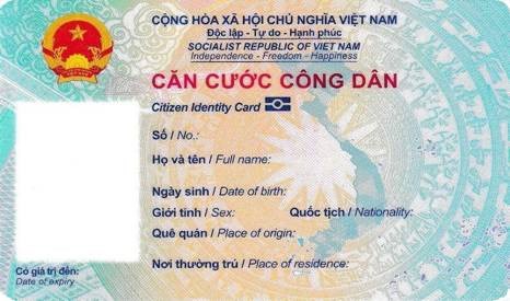 Mặt trước của thẻ Căn cước công dân.