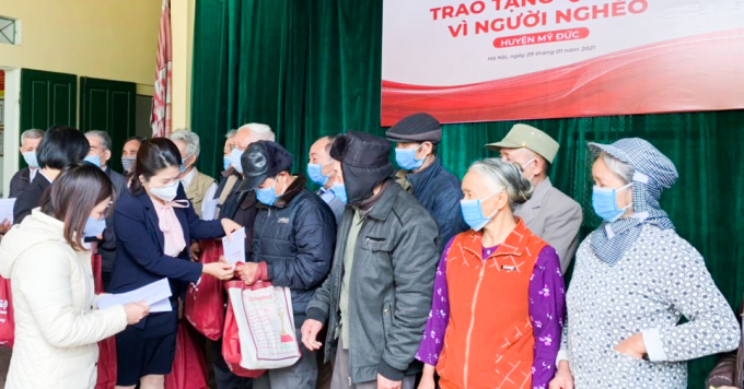 Tập đoàn TNG Holdings Vietnam trao quà Tết vì người nghèo tại huyện Mỹ Đức, Hà Nội ngày 29/1/2021.