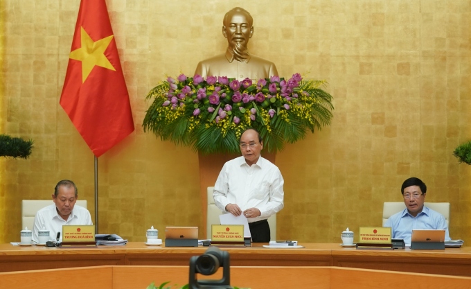 Thủ tướng Nguyễn Xuân Phúc chủ trì phiên họp Chính phủ tháng 5/2020. Ảnh: VGP.