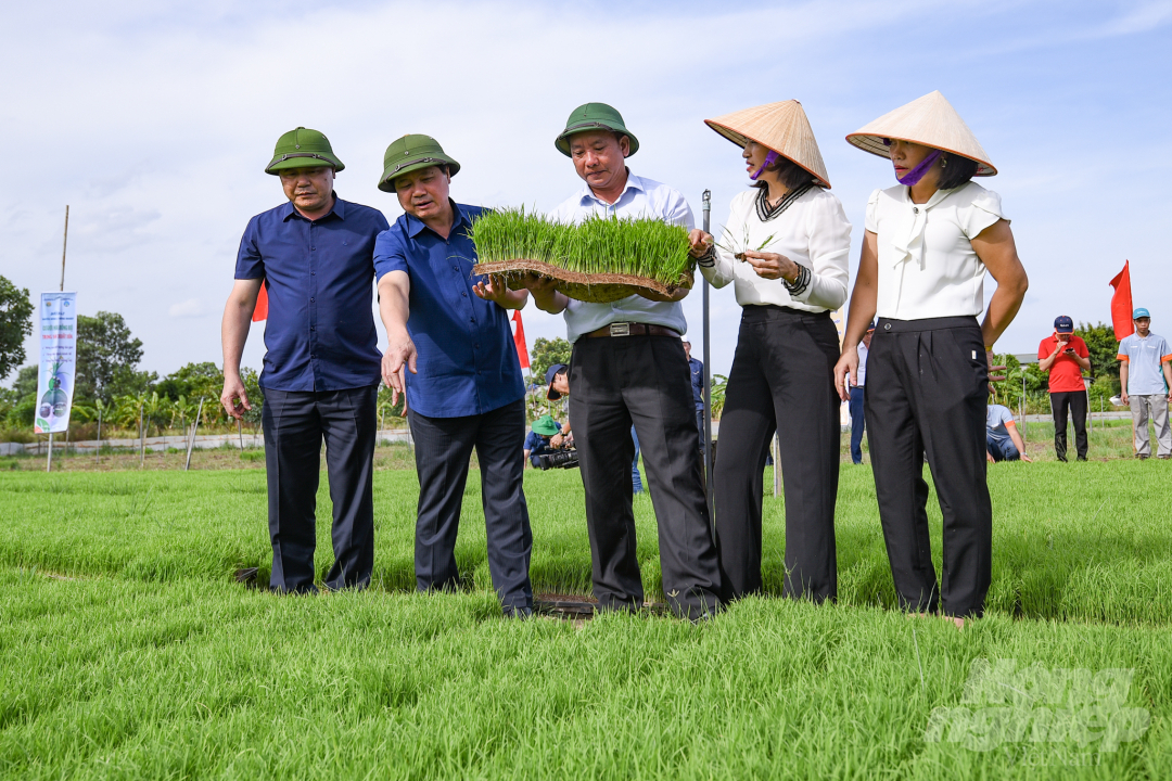 Thứ trưởng Lê Quốc Doanh cho biết, hiện nay, trong sản xuất nông nghiệp, các khâu như làm đất, thu hoạch áp dụng cơ giới hóa tương đối tốt. Tuy nhiên, khâu gieo và cấy lúa, phương pháp thủ công vẫn chiếm đa số. Ông đánh giá cao khi vài năm qua, một số địa phương đã bắt đầu thúc đẩy cơ giới hóa khâu này.