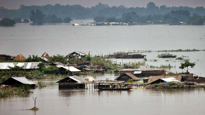 Lũ lụt do mưa lớn từ tháng 5 đến nay tại bang Assam. Ảnh: DNA.