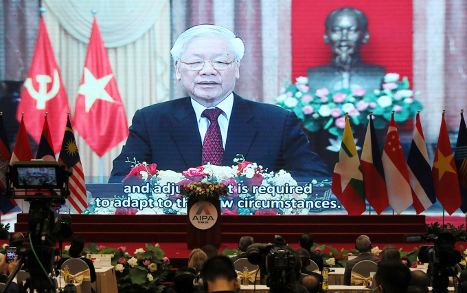 Tổng Bí thư, Chủ tịch nước Nguyễn Phú Trọng phát biểu tại phiên khai mạc AIPA 41. Ảnh: Quochoi.vn.