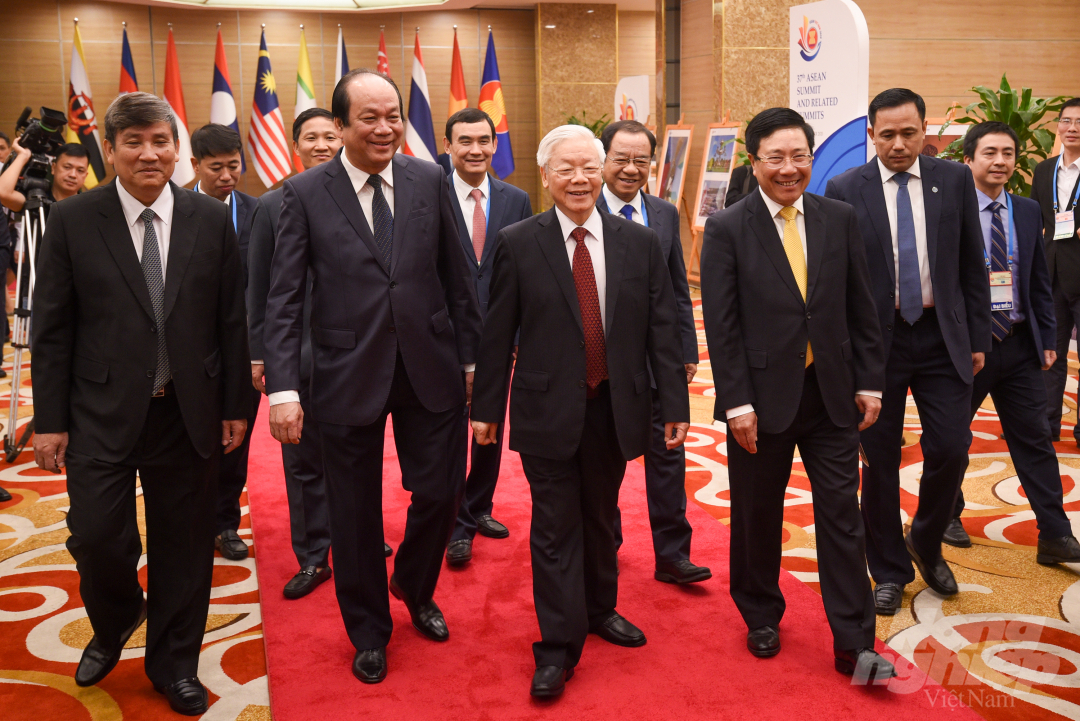 Tổng Bí thư, Chủ tịch nước đến dự Lễ khai mạc Hội nghị Cấp cao ASEAN 37 và các hội nghị cấp cao ASEAN với các đối tác. Ảnh: Tùng Đinh.