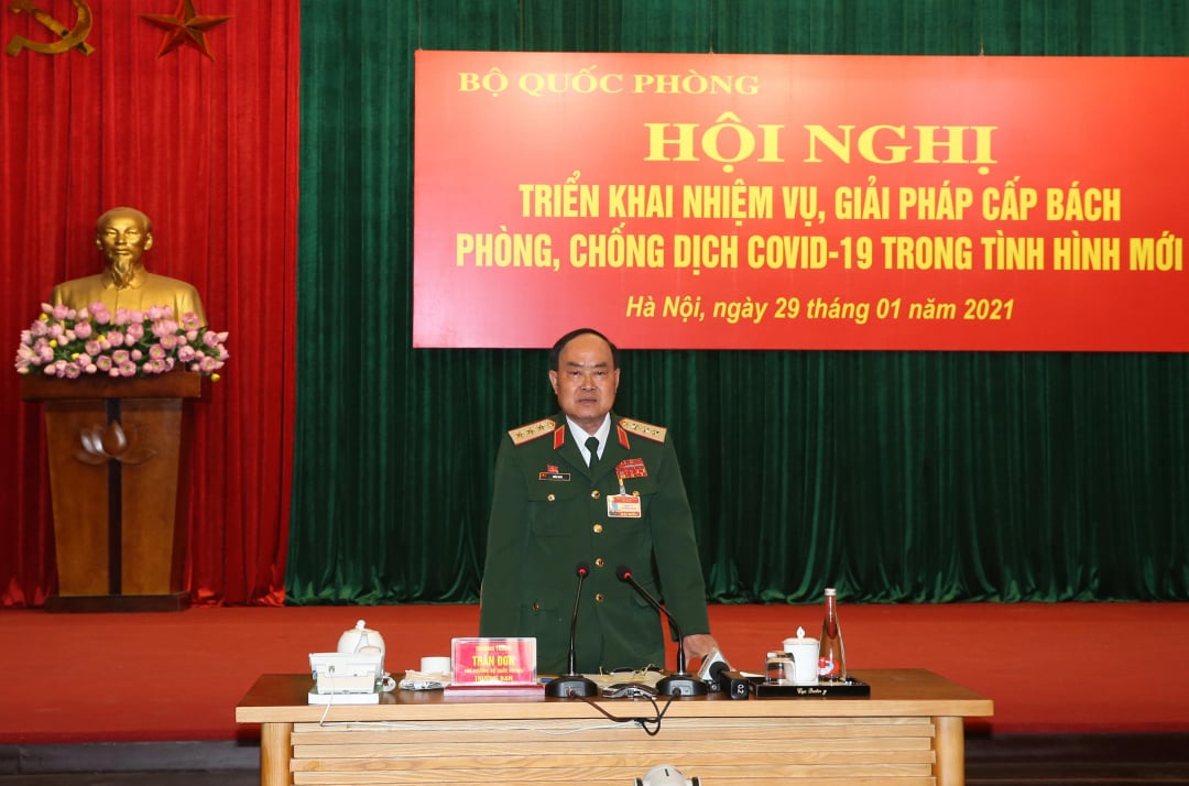 Thượng tướng Trần Đơn phát biểu tại Hội nghị. Ảnh: Hồng Pha.