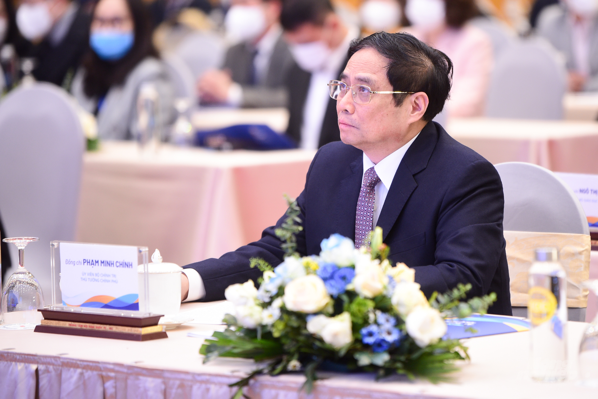 Thủ tướng Phạm Minh Chính tham dự và chỉ đạo tại lễ công bố Chương trình sức khỏe học đường giai đoạn 2021-2025. Ảnh: Tùng Đinh.