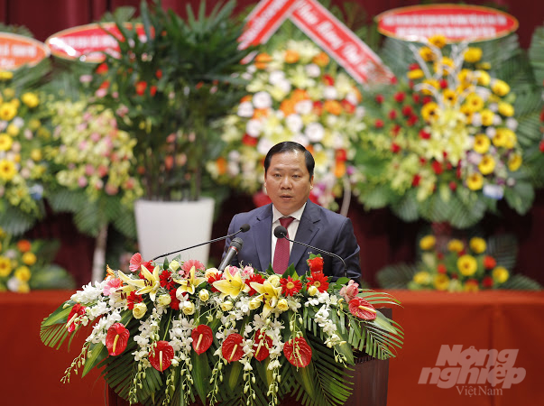 Ông Nguyễn Phi Long, Phó Chủ tịch UBND tỉnh Bình Định, đọc báo cáo tại đại hội. Ảnh: Vũ Đình Thung.