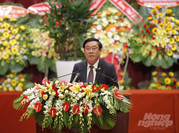 Ông Nguyễn Thanh Tùng, Bí thư Tỉnh ủy Bình Định, phát biểu tại đại hội. Ảnh: Vũ Đình Thung.