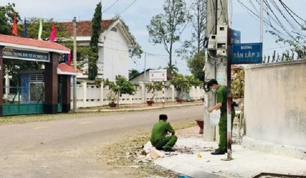 Vị trí ông Nguyễn Trong tự thiêu tại thôn Tân Lập, xã Nhơn Lộc (TX An Nhơn, Bình Định). Ảnh: CTV.