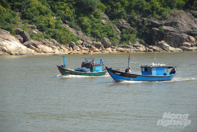 Tàu cá đánh bắt kết thúc chuyến chạy về cảng cá Tam Quan (TX Hoài Nhơn (Bình Định). Ảnh: Vũ Đình Thung.