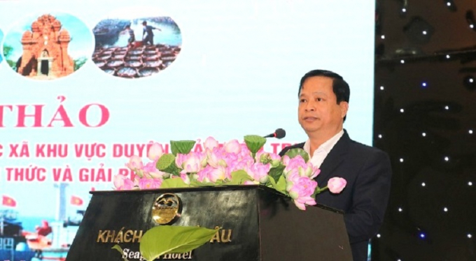 Phó Chủ tịch Thường trực tỉnh Bình Định Nguyễn Tuấn Thanh phát biểu tại hội thảo. Ảnh: Đ.T