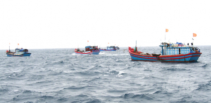 Hiện Bình Định có 468 tàu cá với 3.486 ngư dân Bình Định đang hoạt động trên biển, trong đó có 8 tàu nằm trong vùng nguy hiểm. Ảnh: V.Đ.T