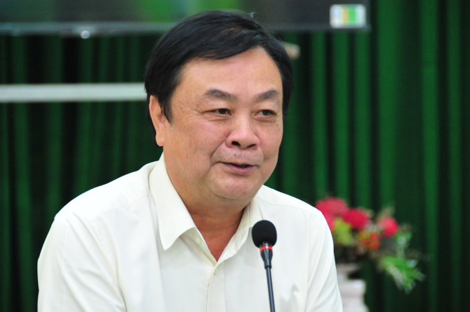 Thứ trưởng Bộ NN-PTNT Lê Minh Hoan phát biểu tại buổi làm việc với 13 tỉnh thành ĐBSCL. Ảnh: Lê Hoàng Vũ.