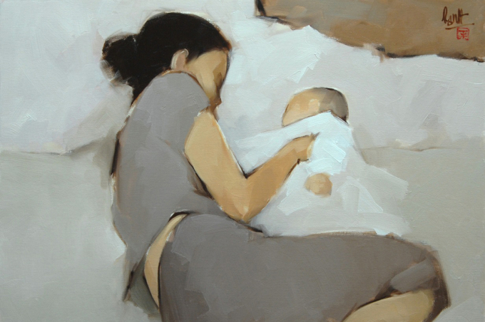 2-1582336910-2003_20200706_325.jpg Vẻ đẹp tình mẫu tử. Tranh của Nguyễn Thanh Bình.