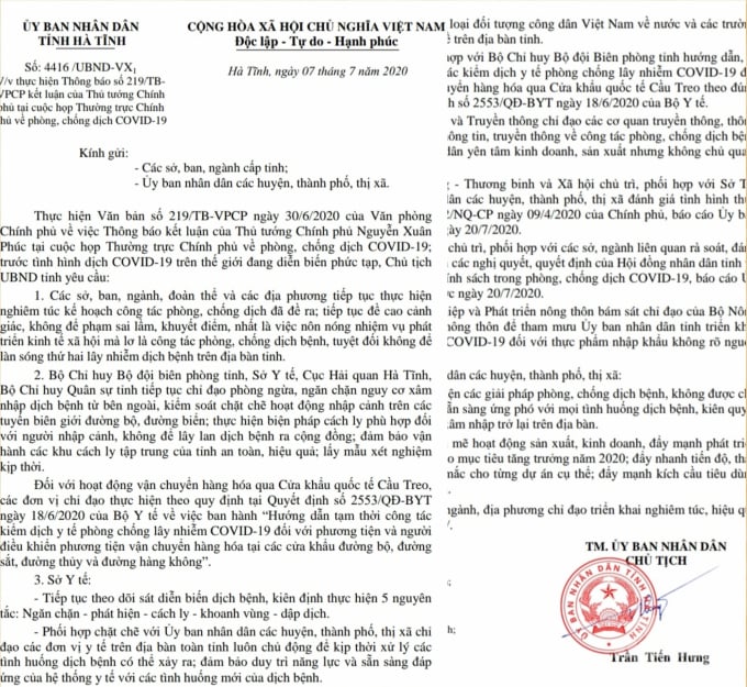 watermark_20200709_061447-1531_20200709_628.jpg Phải 20 ngày sau UBND tỉnh Hà Tĩnh mới chỉ đạo cơ quan chức năng thực hiện hướng dẫn của Bộ Y tế. Ảnh: Thanh Nga.