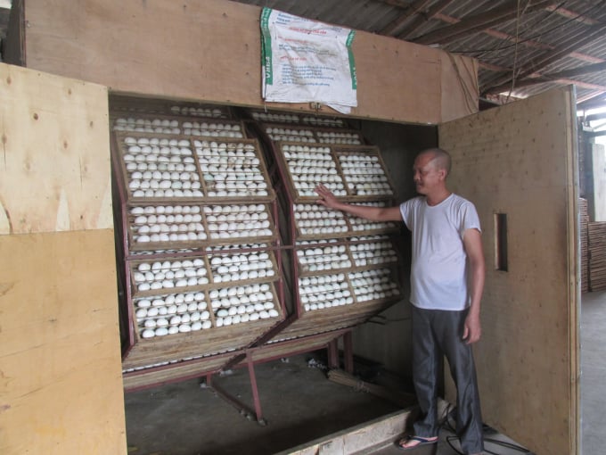 0900297010-090029.jpg Lão Thành bên máy ấp trứng vịt lộn.