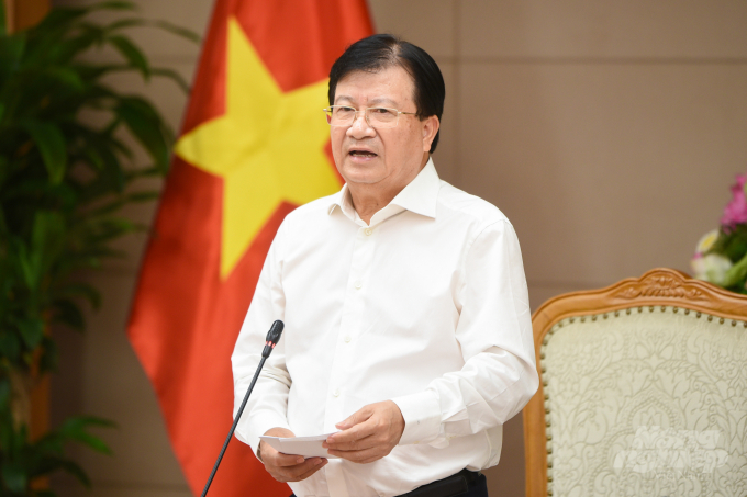 Phó Thủ tướng Trịnh Đình Dũng phát biểu chỉ đạo tại phiên họp lần 4 của Ban Chỉ đạo Quốc gia về IUU sáng 8/9. Ảnh: Tùng Đinh.