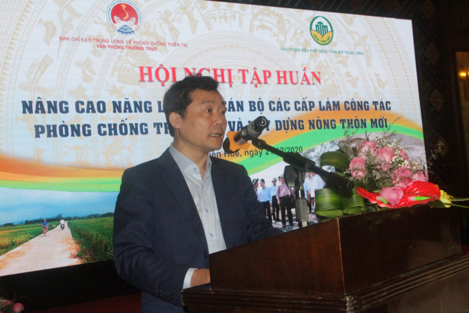 anh-1659_20201221_637.jpg Ông Nguyễn Văn Tiến, Phó Chánh Văn phòng thường trực Ban Chỉ đạo Trung ương về Phòng chống thiên tai phát biểu. Ảnh: Tiến Thành.