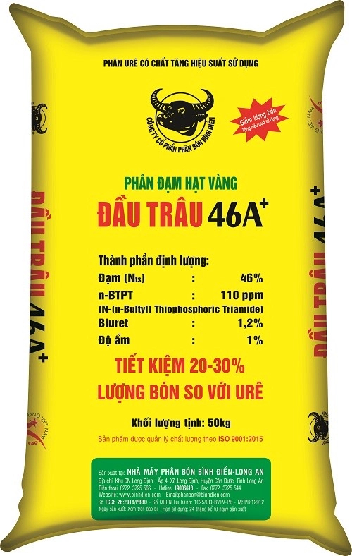 Đạm vàng Đầu Trâu 46A+ của Cty Bình Điền. Ảnh: Ngọc Vân.