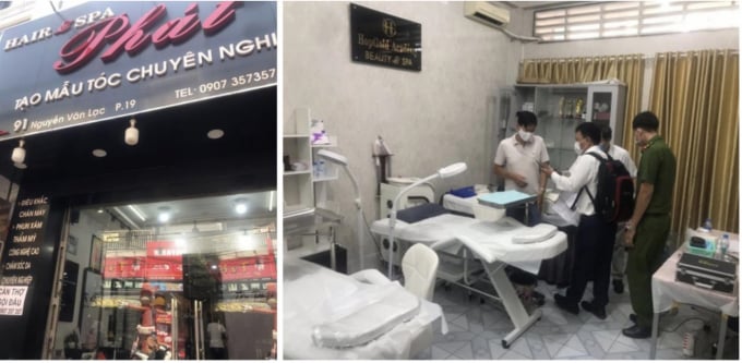 Một cơ sở phẫu thuật thẩm mỹ không phép núp bóng dưới dạng 'dịch vụ cắt tóc, uốn tóc, gội đầu' trên địa bàn quận Bình Thạnh.