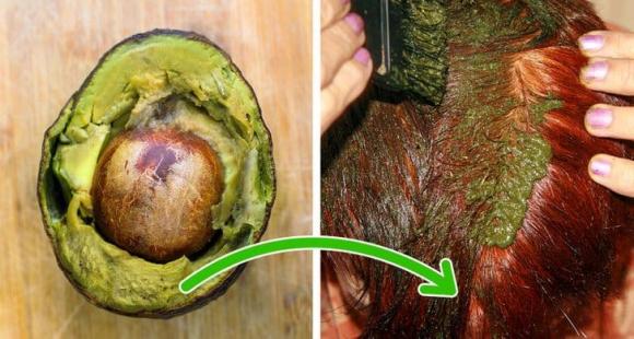 Nghiền nhuyễn quả bơ bị hỏng và thoa lên tóc, tóc sẽ bóng và mềm trông thấy.