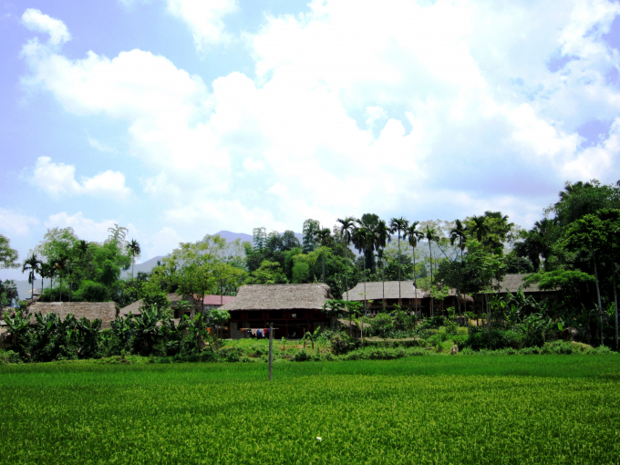 Bản làng đồng bào Tày ở Chợ Chu. Ảnh: Thế Lượng.