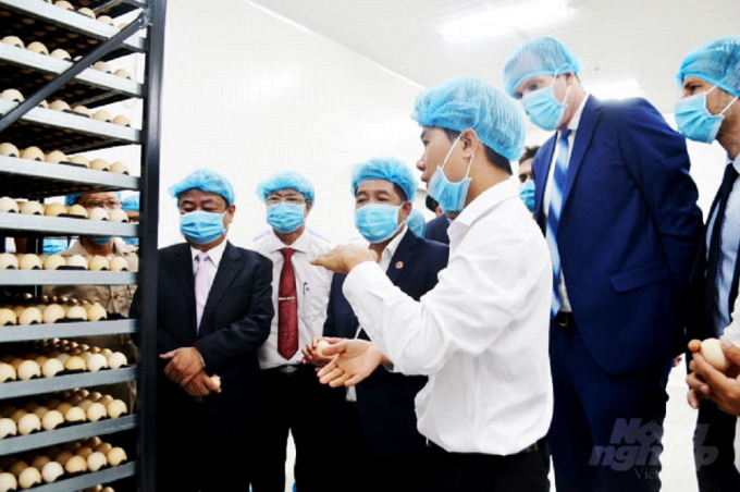 Leaders of the MARD visited Hung Nhon Group's poultry facility. Photo: TL.