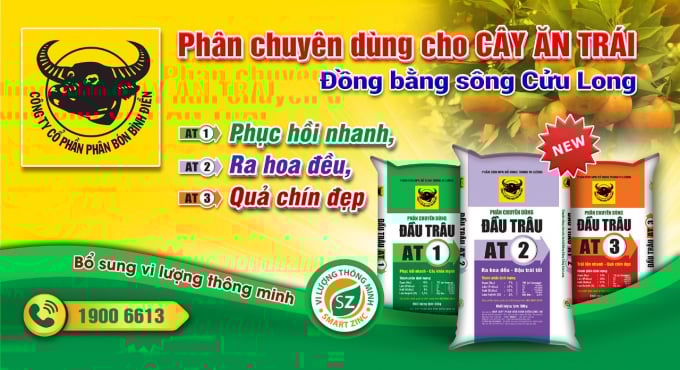 Phân bón Đầu Trâu chuyên dụng cho cây ăn trái của Công ty Cổ phần Phân bón Bình Điền. Ảnh: MTP.