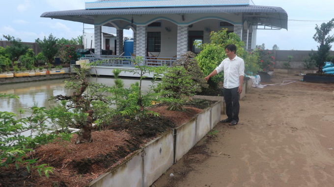 Một góc vườn kiểng của anh Trần Hiếu Nhân. Ảnh: Thành Hiệp.