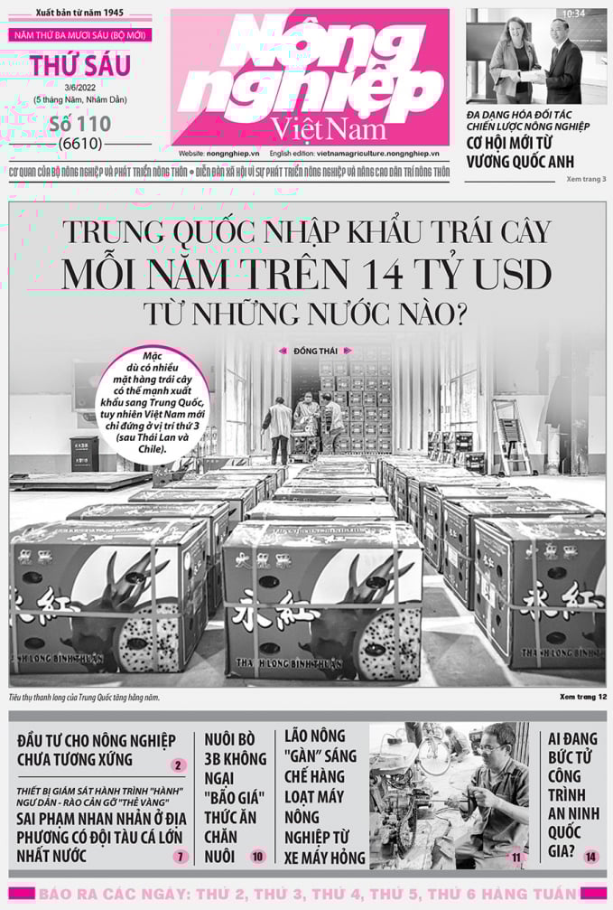 Tổng hợp tin tức báo giấy trên Báo Nông nghiệp Việt Nam số 110 ra ngày 3/6/2022