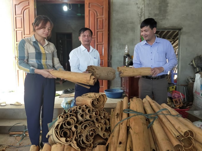Lãnh đạo xã Quy Mông (Trấn Yên) thăm cơ sở chế biến quế ở thôn Thịnh An