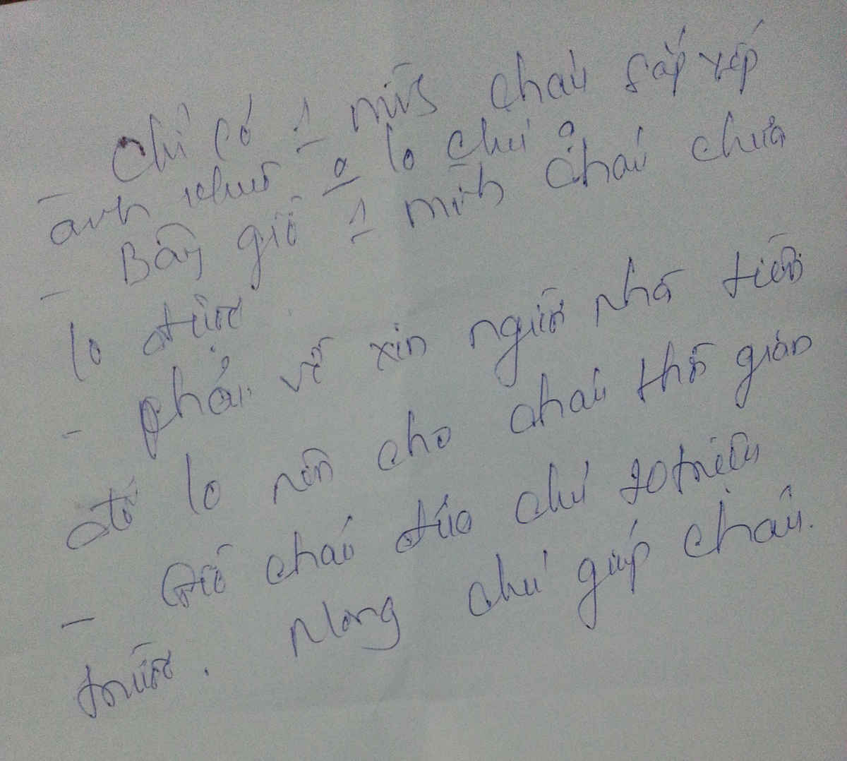 Giấy viết tay của thượng úy Nam đút lót ông Lợi để xin ông bỏ qua vụ này.