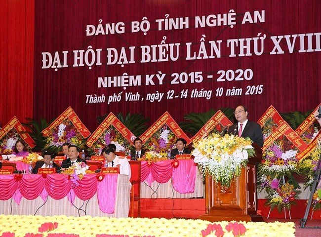 Ủy viên Bộ Chính trị, Phó Thủ tướng Chính phủ Nguyễn Xuân Phúc phát biểu chỉ đạo Đại hội