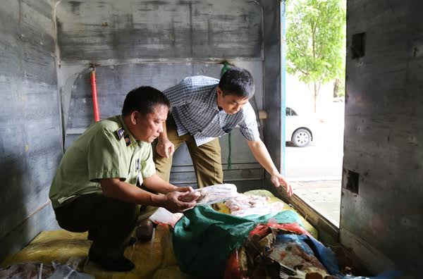 Kiểm tra số  thịt bò và nội tạng động vật quá đát bị thu giữ ngày 23/8