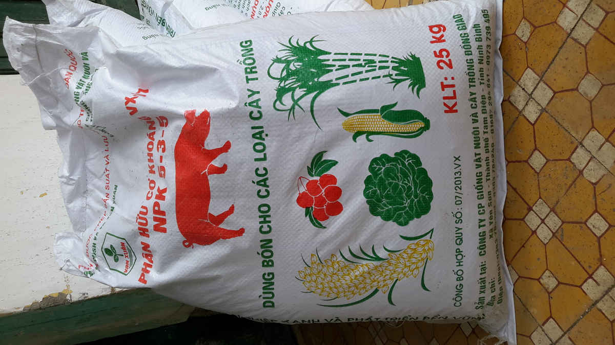 thành phẩm phân Hữu cơ khoáng và hữu cơ vi sinh VX.01,  VX.04, VX.07 của Công ty