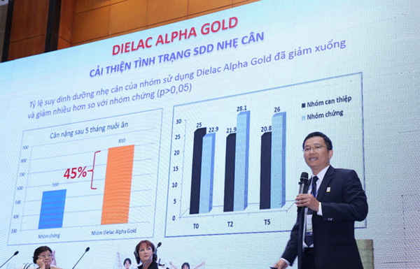 Bác sĩ Mai Thanh Việt, Giám đốc Marketing Ngành hàng Sữa bột Vinamilk báo cáo kết quả hợp tác tại Hội nghị