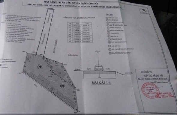 Mặt bằng dự án đầu tư xây dựng chi tiết do HTX Đại Hải làm chủ đầu tư?
