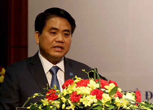 Chủ tịch UBND TP Hà Nội Nguyễn Đức Chung phát biểu tại lễ ký kết. Ảnh: Bá Đô