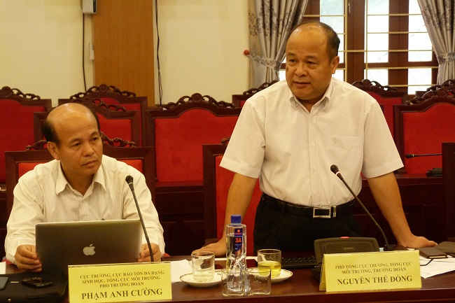 Ông Nguyễn Thế Đồng, Phó Tổng cục trưởng Tổng cục Môi trường phát biểu tại buổi làm việc.