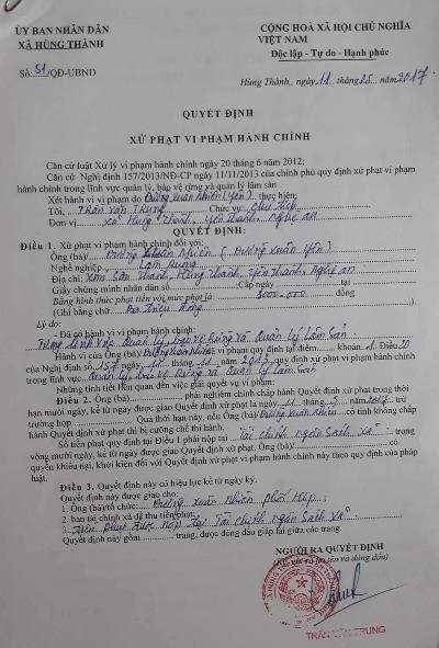 Quyết định xử phạt vi phạm hành chính