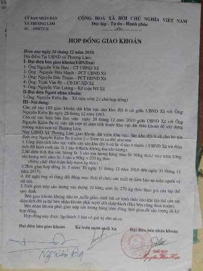 Hợp đồng giao khoán năm 2010